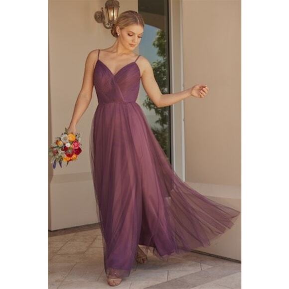 2722 NWT B253021 Jasmine Soft Tulle A-line w/Spaghetti Strap V-Neckline & V-Back - Picture 1 of 2